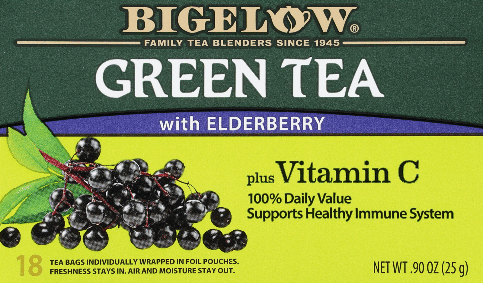 Bigelow Green Tea Plus Vitamin C with Elderberry