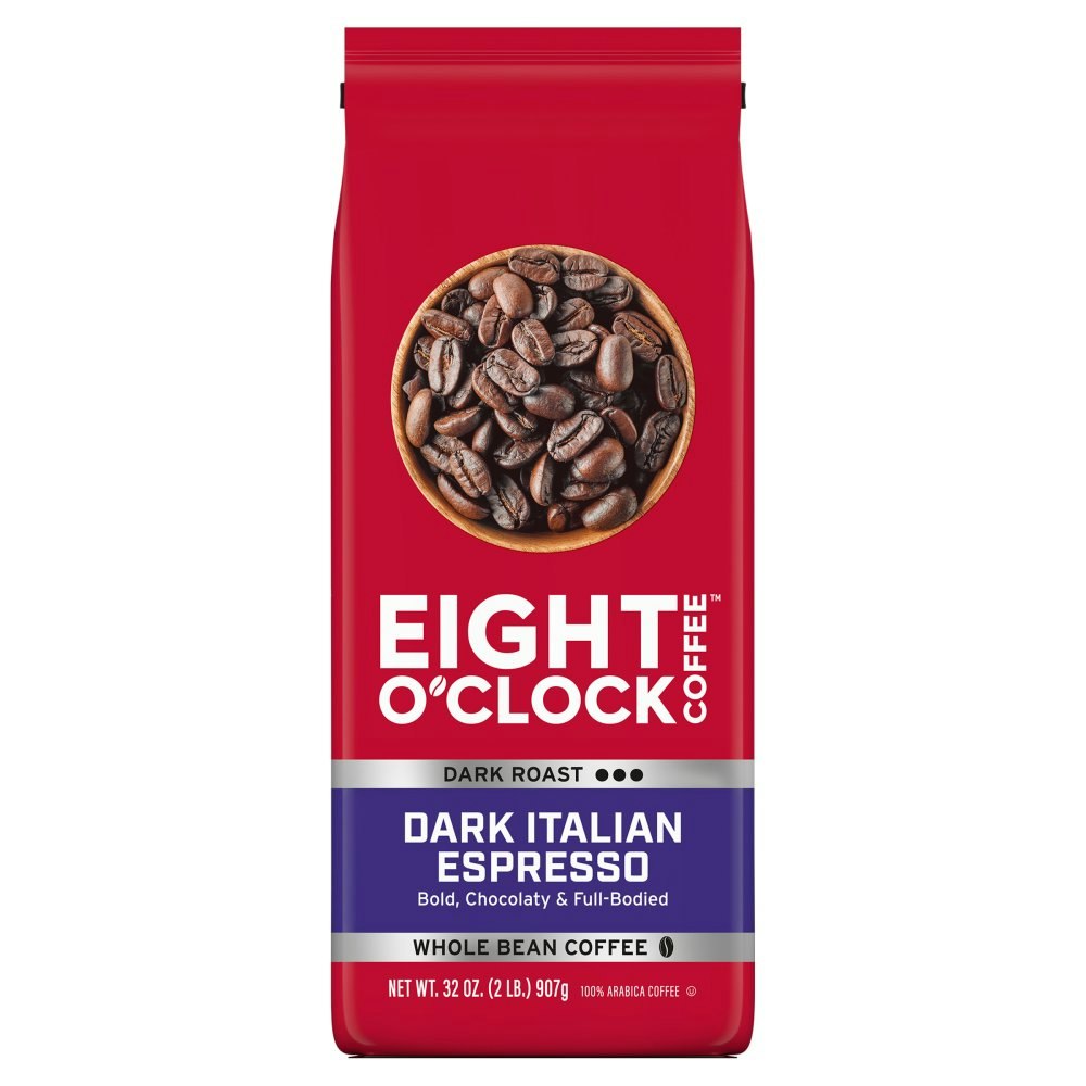 Eight O'Clock Coffee Dark Italian Espresso Dark Roast Whole Bean 100% Arabica Coffee
