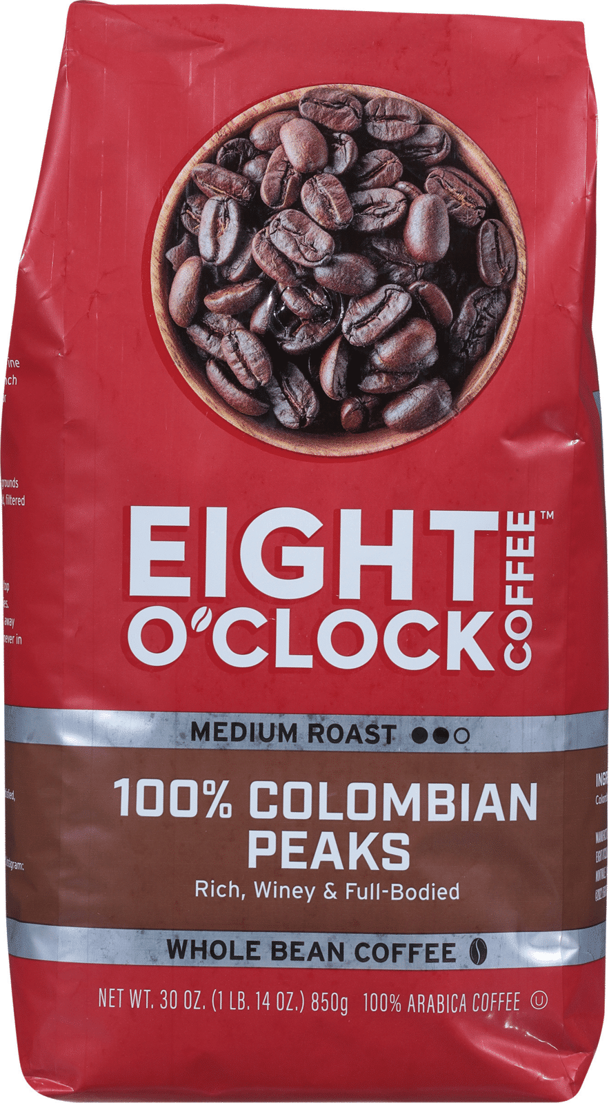 Eight O'Clock Coffee Medium Roast Whole Bean 100% Colombian Peaks Coffee