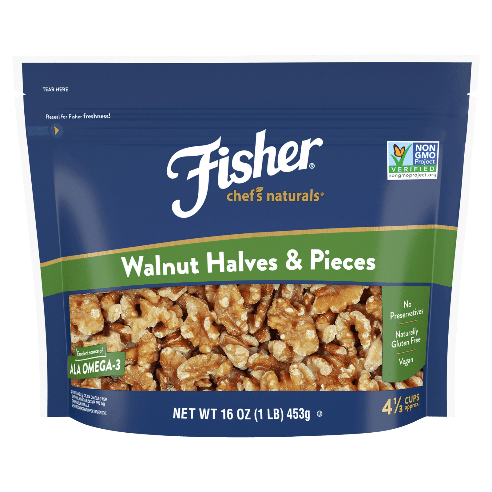 Fisher Chef's Naturals Halves & Pieces Walnut