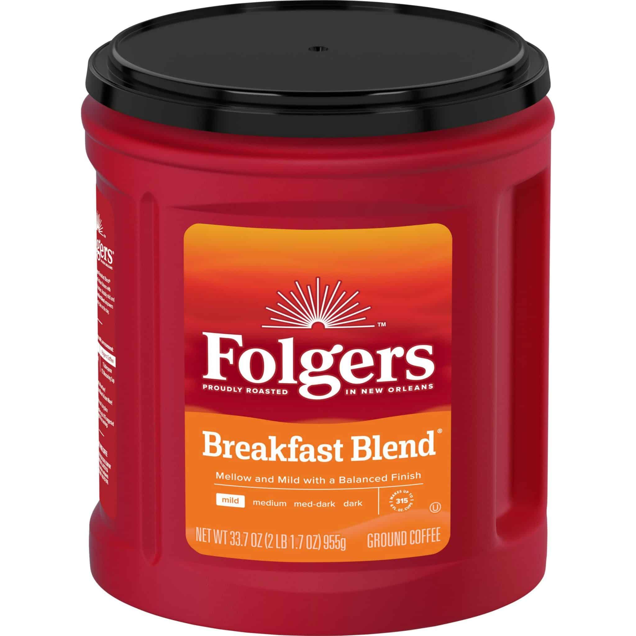 Folgers Breakfast Blend Ground Coffee Smooth & Mild Coffee