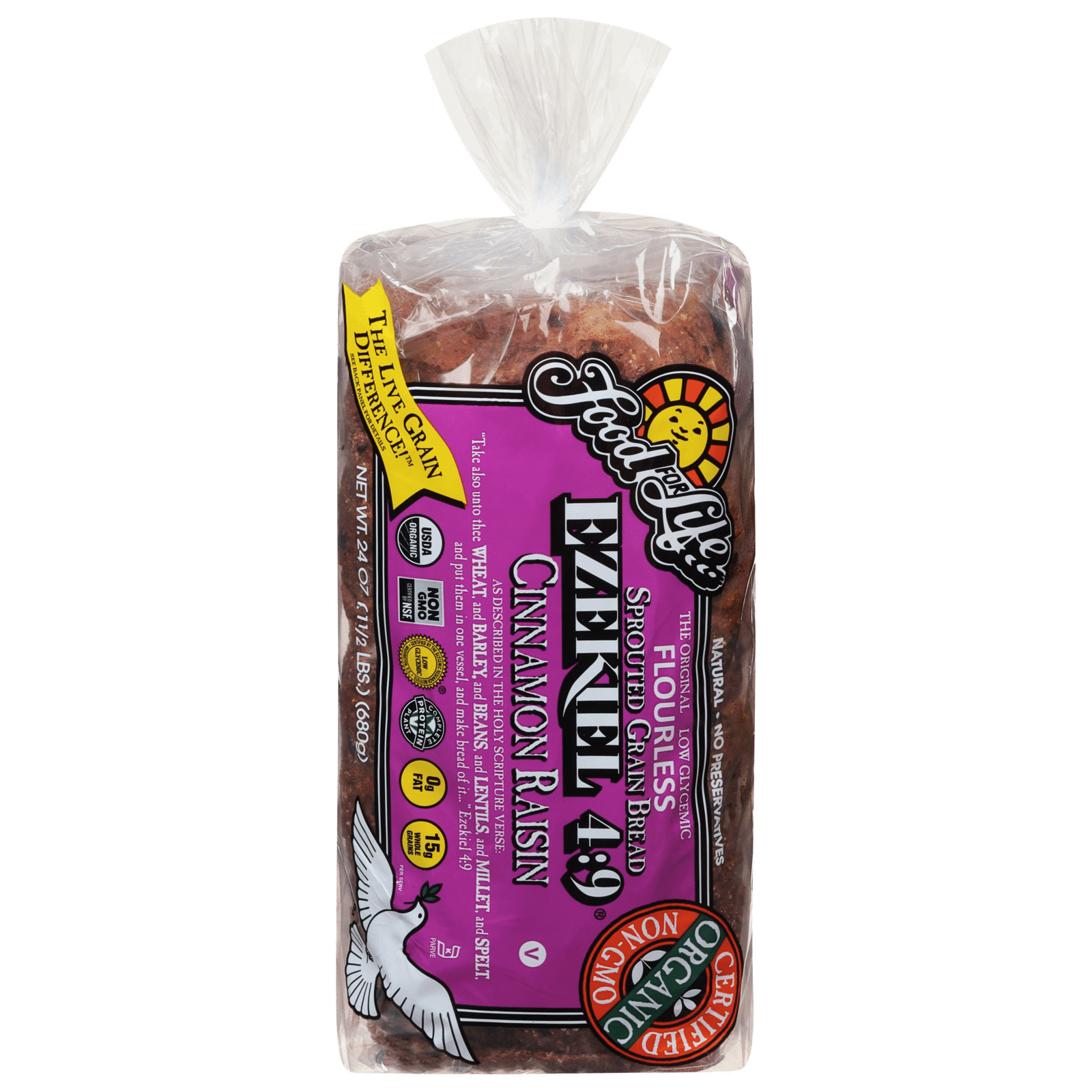 Food For Life Ezekiel 4:9 100% Sprouted Whole Grain Bread Cinnamon Raisin