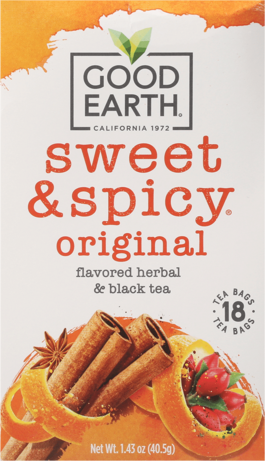 Good Earth Sweet & Spicy Tea Bags Original Herbal & Black Tea 18 Tea Bags 18 Ea