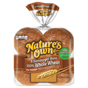 Nature's Own HAMBURGER BUNS 100% WHOLE WHEAT