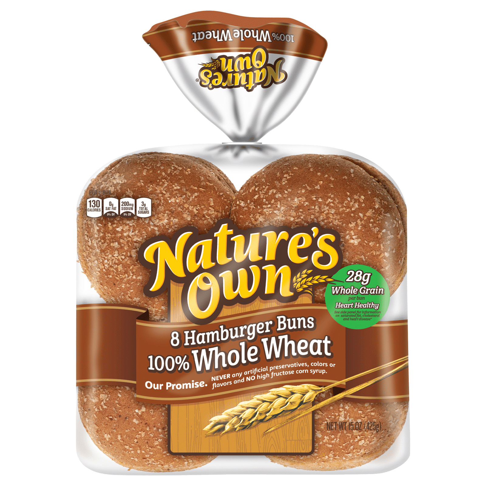 Nature's Own HAMBURGER BUNS 100% WHOLE WHEAT