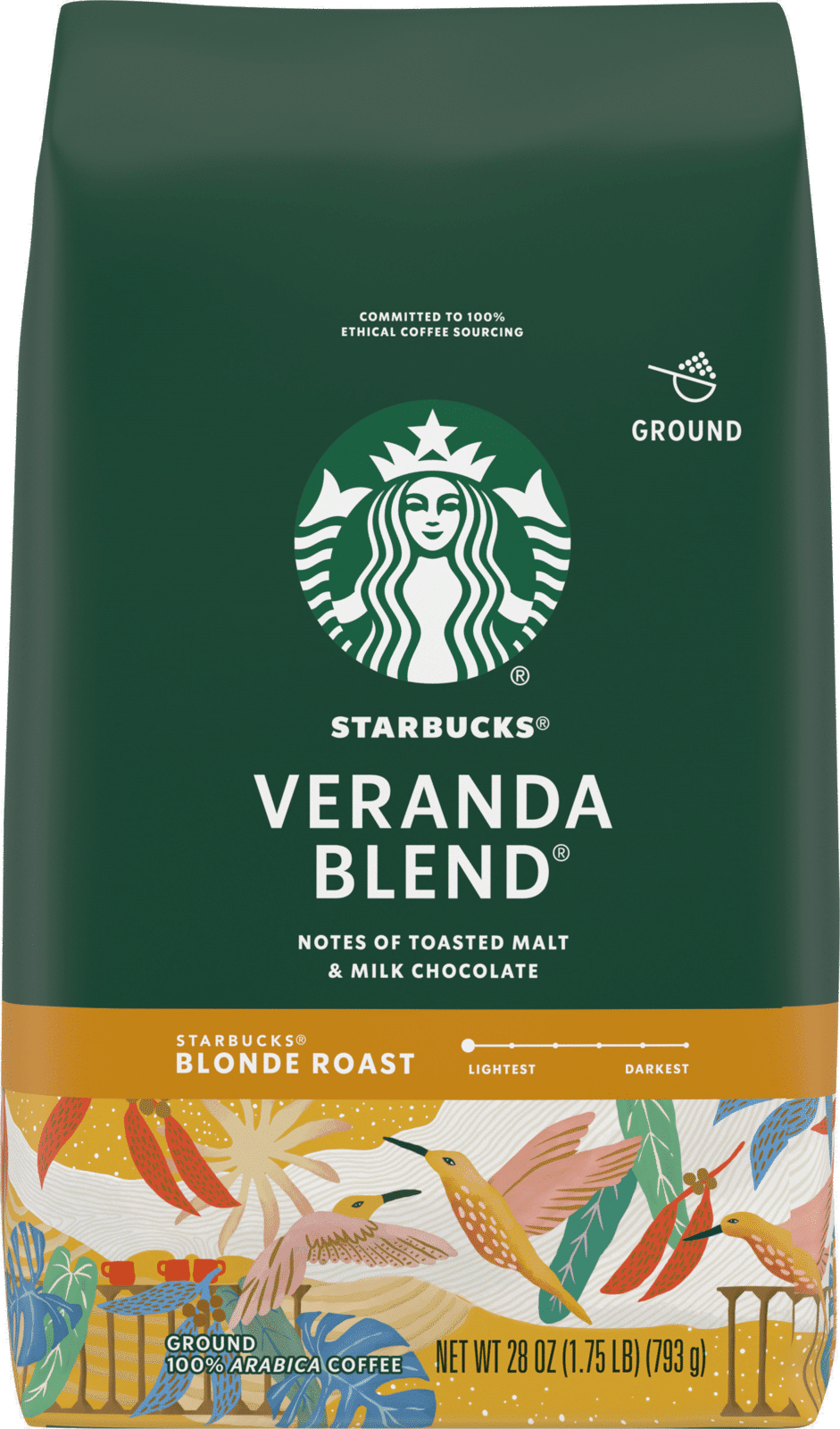Starbucks Blonde Roast Ground Coffee Veranda Blend 100% Arabica