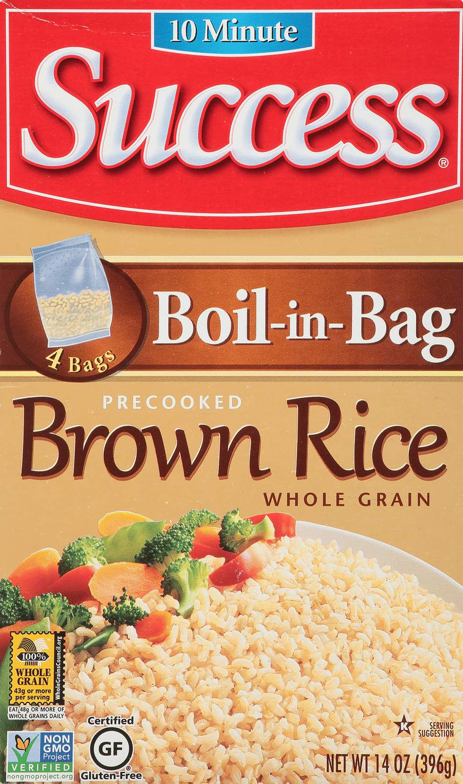 Success Boil-in-Bag Whole Grain Precooked Brown Rice 4 ea